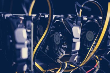 Cryptocurrency incelemesi. E-iş. Yakın çekim.