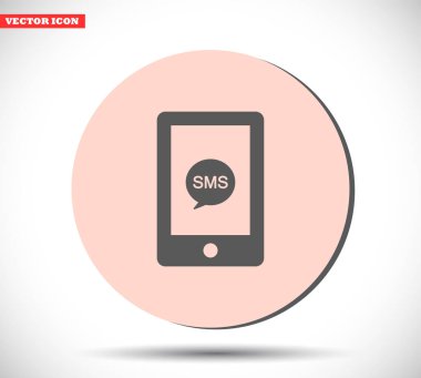 Sms telefon vektör simgesi, lorem ipsum düz tasarım