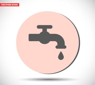 Mutfak musluğu simge simgesi, lorem ipsum düz tasarım