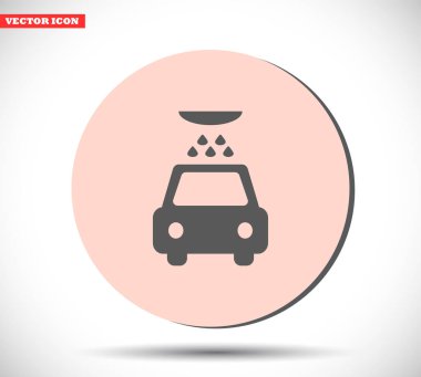 Araba yıkama vektör simgesi, lorem ipsum düz tasarım