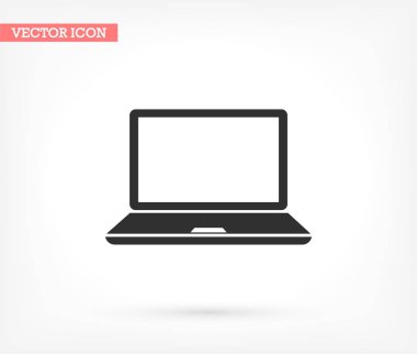 Dizüstü bilgisayar vektör simgesi, lorem ipsum düz dizayn