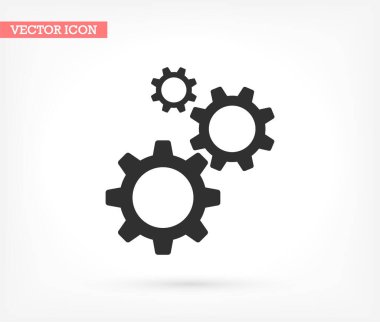 Gears vektör simgesi, lorem ipsum düz dizayn