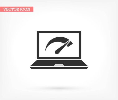 Hız testi dizüstü bilgisayar vektör simgesi, lorem ipsum düz dizayn