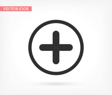 Artı vektör simgesi, lorem ipsum düz tasarım