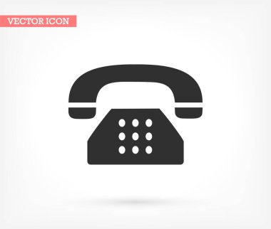 Klasik telefon vektör simgesi, lorem ipsum düz tasarım