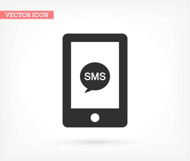 Sms telefon vektör simgesi, lorem ipsum düz tasarım