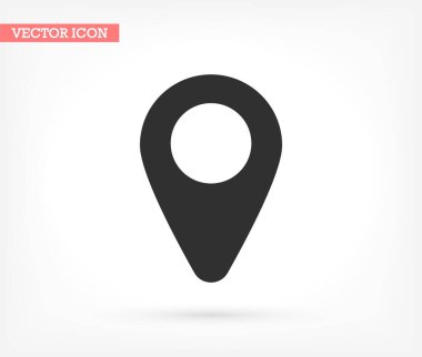 Harita pin vektör simgesi, lorem ipsum düz tasarım