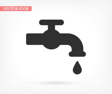 Mutfak musluğu simge simgesi, lorem ipsum düz tasarım
