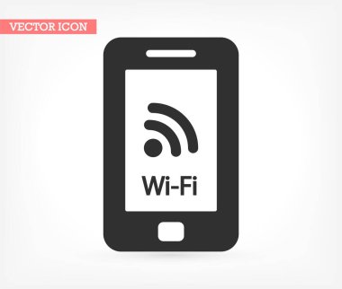 Telefon ve Wi fi vektör simgesi, lorem ipsum düz tasarım