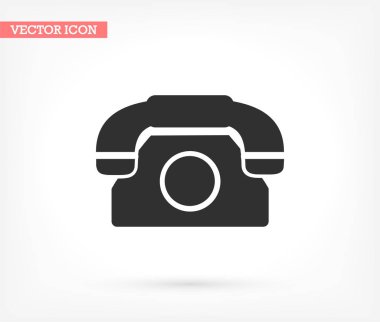 Klasik telefon vektör simgesi, lorem ipsum düz tasarım