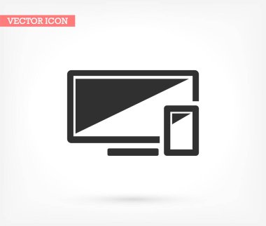 Bilgisayar ve cep telefonu vektör simgesi, lorem ipsum düz tasarım