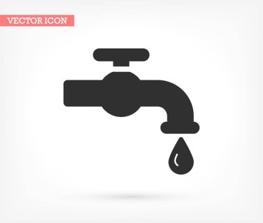 Mutfak musluğu simge simgesi, lorem ipsum düz tasarım