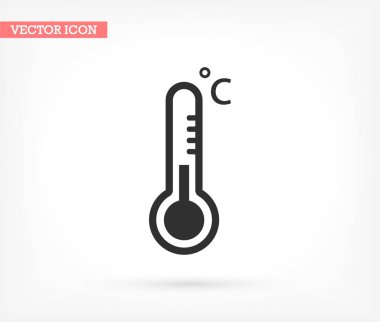 Termometre vektör simgesi, lorem ipsum düz tasarım