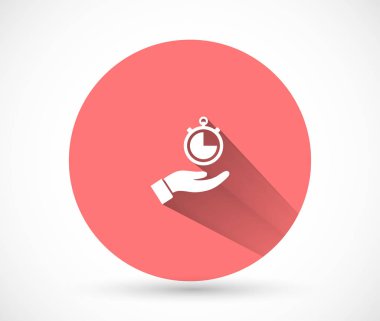 Kol saati el simgesinde, lorem ipsum düz dizayn