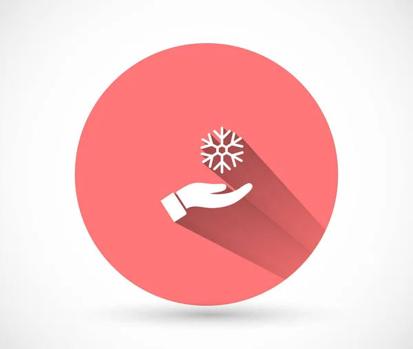 Floco de neve no ícone da mão, lorem ipsum Design plano — Vetor de Stock