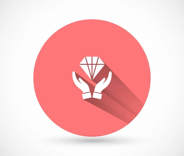 Diamond in the hand icon , lorem ipsum Flat design — Stock Vector