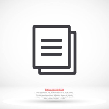 Dosya vektör simgesi, lorem ipsum düz tasarım