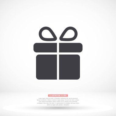 Hediye vektör simgesi, lorem ipsum düz tasarım