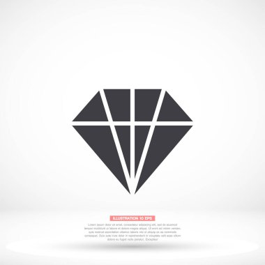 Elmas vektör simgesi, lorem ipsum düz tasarım