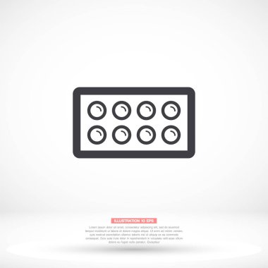 İlaç vektör simgesi, lorem ipsum düz tasarım