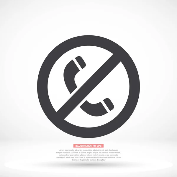 Una prohibición en el icono del vector del teléfono, lorem ipsum Diseño plano — Archivo Imágenes Vectoriales