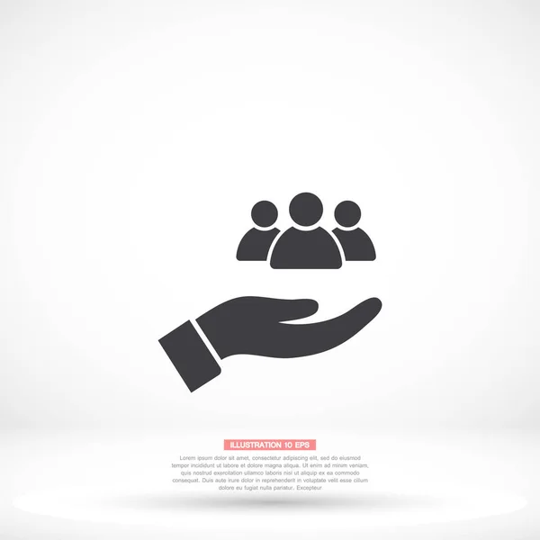 Las personas en el icono de la mano, lorem ipsum Diseño plano — Vector de stock