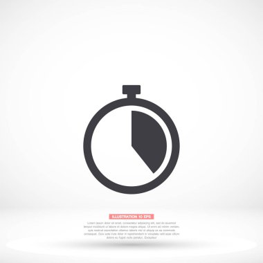 Stopwatch vektör simgesi, lorem ipsum düz dizayn