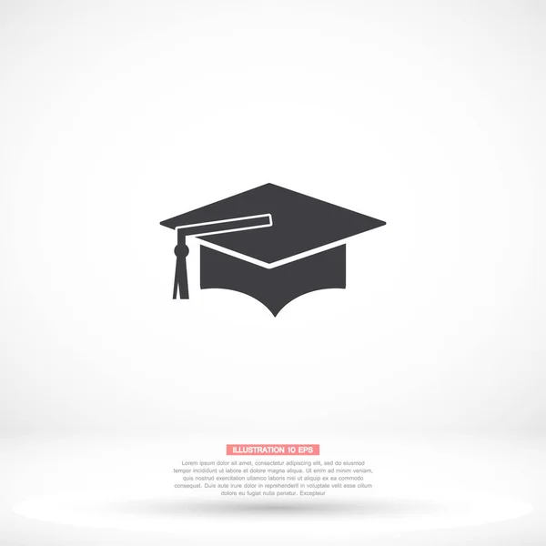 Icône vectorielle de chapeau de graduation, lorem ipsum Design plat — Image vectorielle