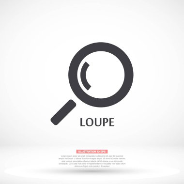 Bir erkek vektör simgesi ile büyüteç, lorem ipsum düz dizayn