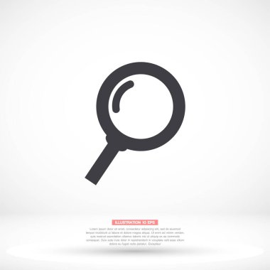 Bir erkek vektör simgesi ile büyüteç, lorem ipsum düz dizayn