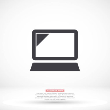 Dizüstü bilgisayar vektör simgesi, lorem ipsum düz dizayn