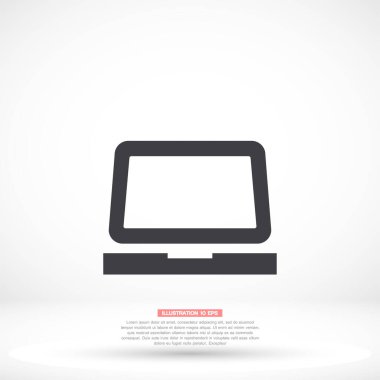 Dizüstü bilgisayar vektör simgesi, lorem ipsum düz dizayn