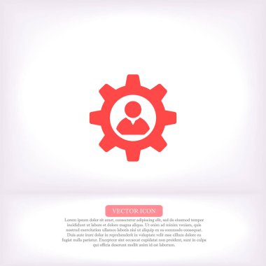 İnsan ve dişli vektör simgesi, lorem ipsum düz tasarım