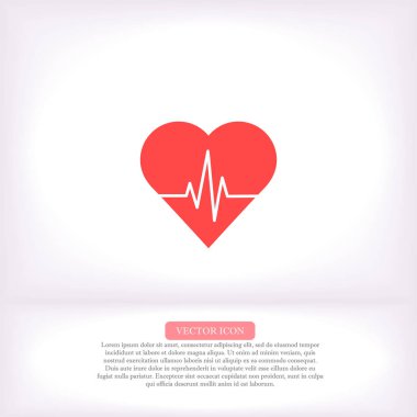 Kalp atışı vektör simgesi, lorem ipsum düz tasarım