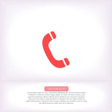 Klasik telefon vektör simgesi, lorem ipsum düz tasarım
