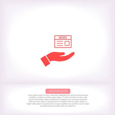 El simgesindeki gazete, lorem ipsum düz tasarım