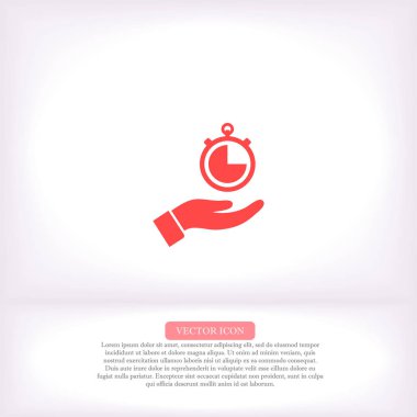 Kol saati el simgesinde, lorem ipsum düz dizayn