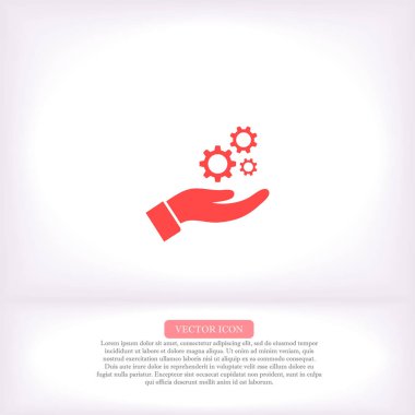 Gears vektör simgesi, lorem ipsum düz dizayn
