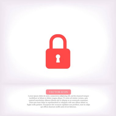 Kilit - vektör simgesi, lorem ipsum Düz Tasarım