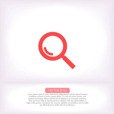 Bir erkek vektör simgesi ile büyüteç, lorem ipsum düz dizayn