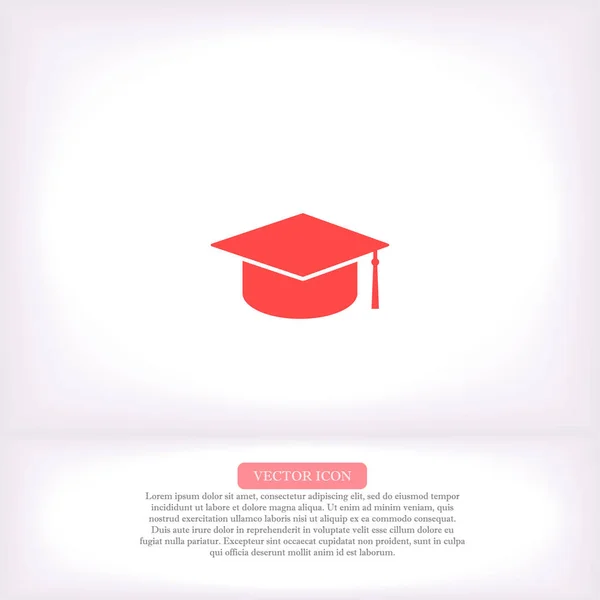 Graduation cap vector icon , lorem ipsum Flat design — Stock Vector