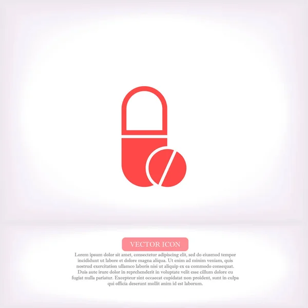 Píldoras icono vector, lorem ipsum Diseño plano — Vector de stock