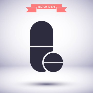 İlaç vektör simgesi, lorem ipsum düz tasarım