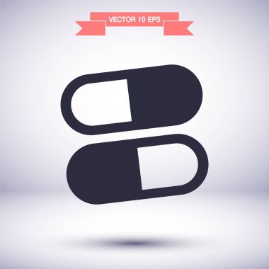 İlaç vektör simgesi, lorem ipsum düz tasarım