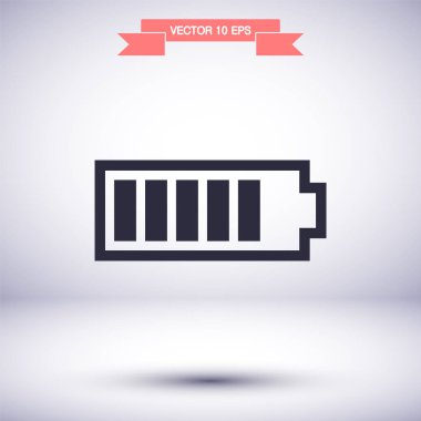 Batarya vektör simgesi, lorem ipsum düz tasarım