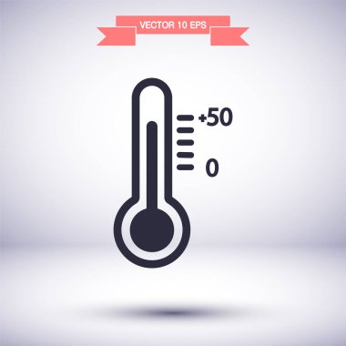 Termometre vektör simgesi, lorem ipsum düz tasarım
