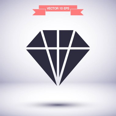 Elmas vektör simgesi, lorem ipsum düz tasarım