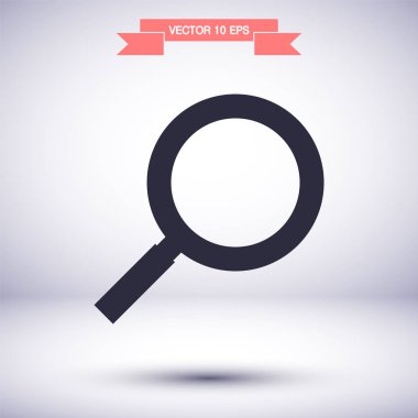 Bir erkek vektör simgesi ile büyüteç, lorem ipsum düz dizayn