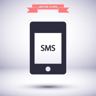 Sms telefon vektör simgesi, lorem ipsum düz tasarım