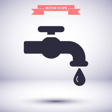 Mutfak musluğu simge simgesi, lorem ipsum düz tasarım